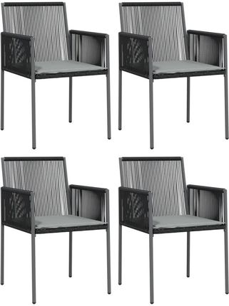 Vidaxl Krzesła Ogrodowe Z Poduszkami 4 Szt. Czarne 54X60,5X83,5cm 3187091 Czarny