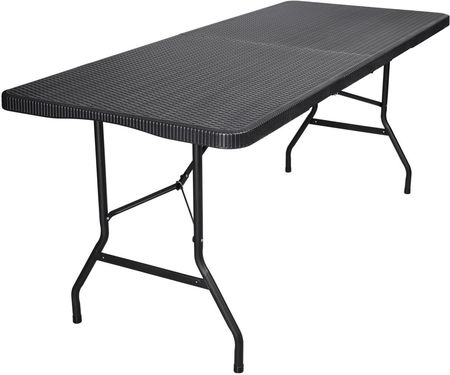 Stół Cateringowy Rattan Składany W Walizkę 180Cm Czarny 060454Mg - zdjęcie 3