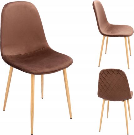 Krzesło VIGO tapicerowane welurowe brązowe (skręcane nogi)