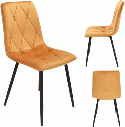 Krzesło PIADO tapicerowane welurowe żółte (skręcane nogi)