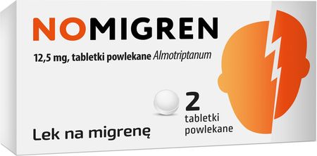 Nomigren 12,5 mg, na migrenę, 2 tabletki powlekane