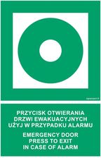 Ac083 Przycisk Otwierania Drzwi Ewakuacyjnych. Użyj W Przypadku Alarmu / Emergency Door. Press To Exit In Case Of Alarm, Fs - Folia Samoprzylepna Foto