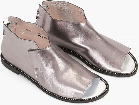Srebrne sandały damskie nubukowe saszki 024-8679-0691