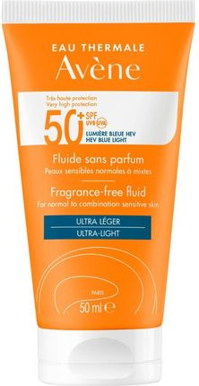 Avene Sun Bardzo Wysoka Ochrona Przeciwsłoneczna Fluid Bezzapachowy Spf50+ 50ml