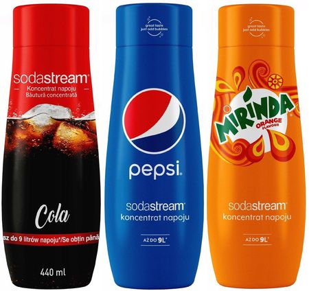 Sodastream Zestaw 3 koncentratów Cola+Pepsi+Mirinda