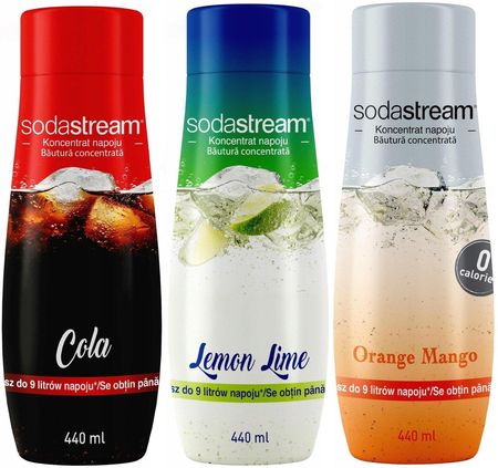 Sodastream Zestaw 3 koncentratów Cola+Lemon-Lime+Orange-Mango