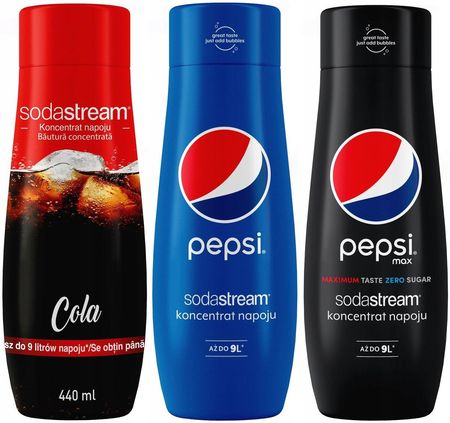 Sodastream Zestaw 3 koncentratów Cola+Pepsi+Pepsi MAX