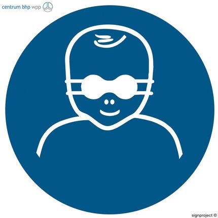 Gj025 Nakaz Ochrony Oczu Dzieci Nieprzejrzystymi Okularami Ochronnymi, Fn - Folia Samoprzylepna (100X100Mm)