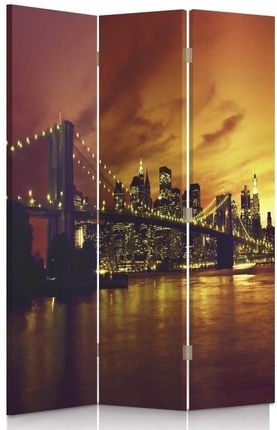 Feeby Parawan Dwustronny Obrotowy Brooklyn Bridge I Manhattan O Zachodzie Słońca 110X170 (Par3Cz360M30152110X170)