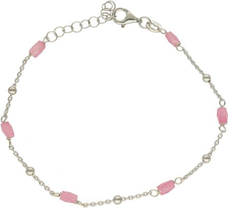Diament Srebrna bransoletka na kostkę 925 z różowymi koralikami i perłami
