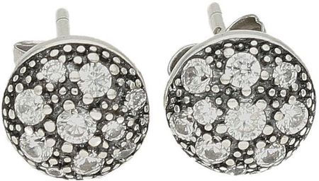 Diament Srebrne kolczyki damskie 925 wkrętki półokrągłe z białą cyrkonią