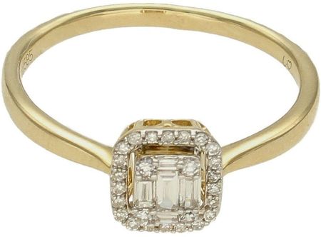 Diament Pierścionek złoty Prostokątna korona Diamentów 585 rozmiar 13