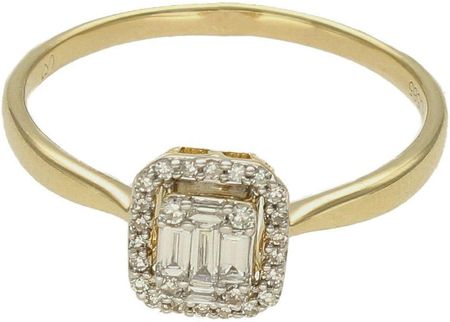 Diament Pierścionek złoty Prostokątna korona Diamentów 585 rozmiar 17