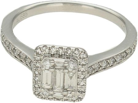 Diament Pierścionek białe złoto Diamenty o formie Bagietki 585 rozmiar 11