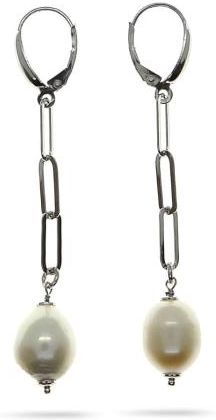 Goldengun Kolczyki srebrne - perły na łańcuchu 925