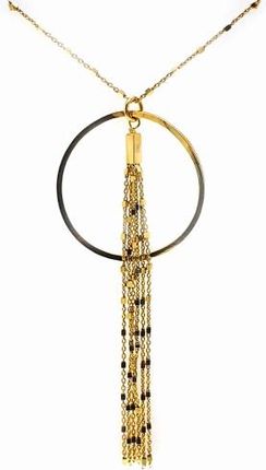 Goldengun Naszyjnik srebrny pozłacany - koło z wiszącymi łańcuszkami 925