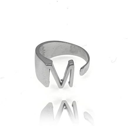 Goldengun Pierścionek srebrny rodowany - litera M