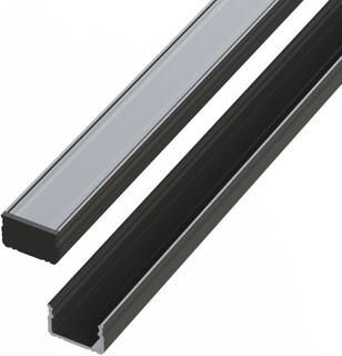 Led Line Profil Led Nawierzchniowy Aluminiowy 10mm Czarny 2M Z Kloszem Mlecznym I Zaślepkami 478641 Ledin