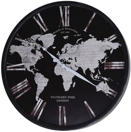 H&S Decoration Duży Zegar Ścienny Mapa Świata 57cm 