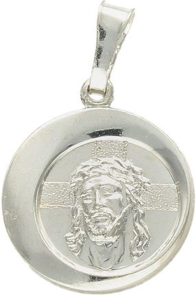 Diament Srebrna zawieszka okrągły medalik Jezus Chrystus