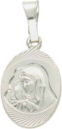 Diament Srebrna zawieszka owalny medalik Maryja z dzieciątkiem
