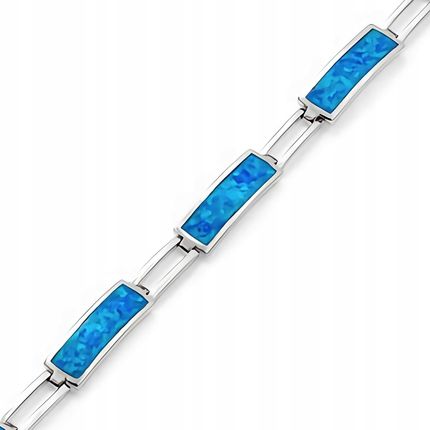 Mo-Biżuteria Srebrna bransoletka, niebieski opal, długie prosto