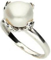 Polcarat Design Srebrny oksydowany pierścionek z perłą PK 1787