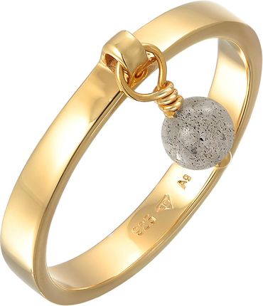 Elli Premium Pierścień Damski pierścionek wisiorek perła z labradorytem pozłacanego srebra próby 925 Sterling Silver Pierścionki