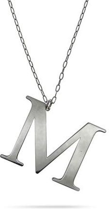 Naszyjnik srebrny rodowany litera duże M