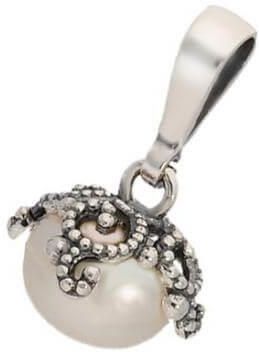 Polcarat Design Srebrny oksydowany wisiorek z perłą W 1787