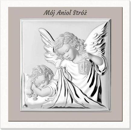 Valenti Obraz anioła stróża srebrny nowoczesny | Rozmiar: 17x17 cm SKU: VL81493S1/1L