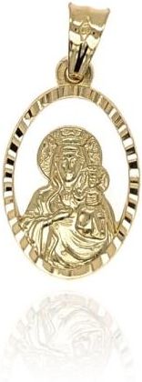 Goldengun Medalik złoty Matka Boska Częstochowska w diamentowanym owalu 585