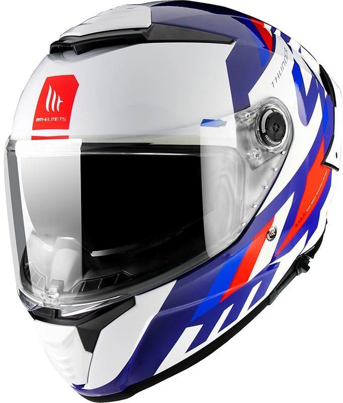 Kask Motocyklowy Mt Integralny Thunder Sv Ergo Gloss Pearl Blue Bia Y Niebieski Czerwony