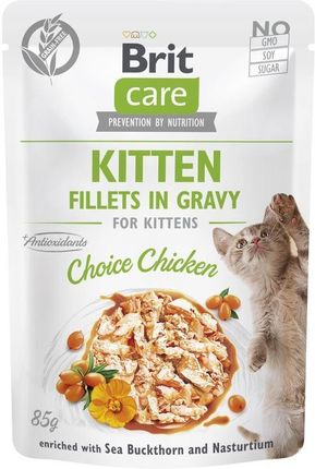 Brit Care Cat Kitten Fillets In Gravy Choice Chicken Enriched With Sea Buckthorn And Nasturtium 12x85g