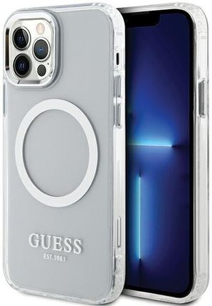 Guess Guhmp12Mhtrms Iphone 12/12 Pro 6.1" Srebrny/Silver Hard Case Metal Outline Magsafe