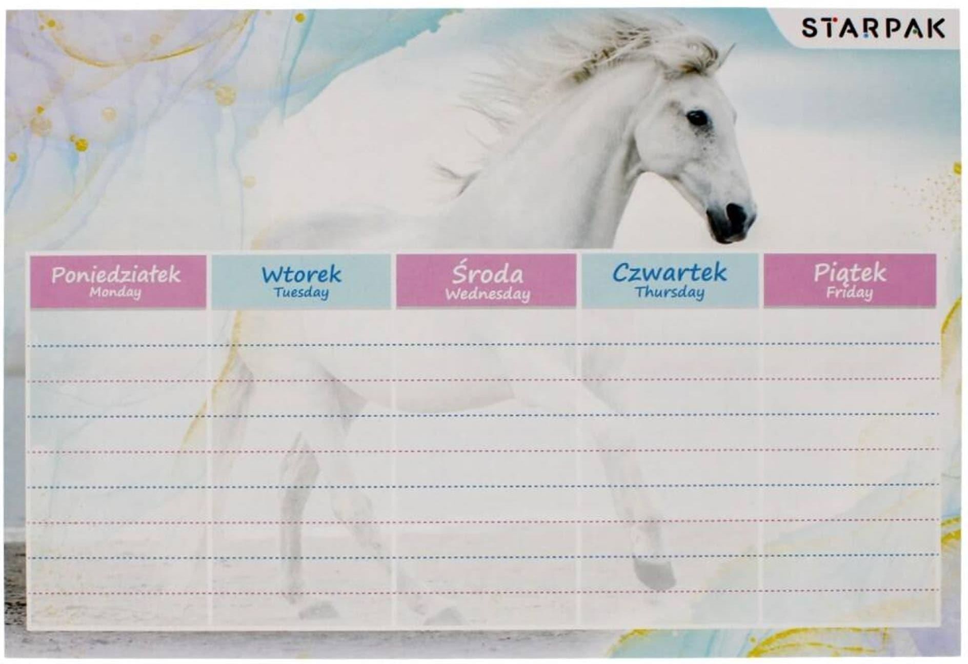 Starpak Plan Lekcji Z Tabliczką Mnożenia A5 Horses 494381 - Ceny i