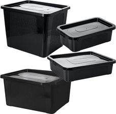 Zdjęcie 4X Pojemnik Pudło Plastikowe Pojemniki Z Pokrywą Multibox Czarny 4,5L, 10L, 20L, 30L - Stawiszyn
