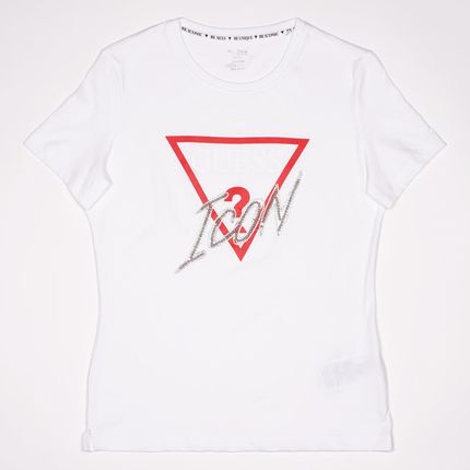 Damska Koszulka z krótkim rękawem Guess SS CN Icon Tee W3Yi42I3Z13-G011 – Biały