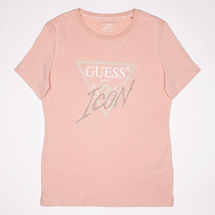 Damska Koszulka z krótkim rękawem Guess SS CN Icon Tee W3Yi42I3Z13-G6O1 – Różowy