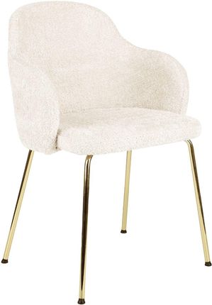 Krzesło Aura glamour do jadalni w tkaninie boucle, złote nogi