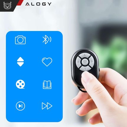Alogy Zdalny Kontroler Pilot Bluetooth Do Sterowania Telefonem Robienia Zdjęć Nagrań Przewijania Czarny
