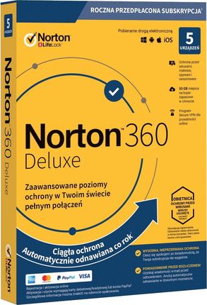 Norton 360 Deluxe 5PC / 3lata (nie wymaga karty) 