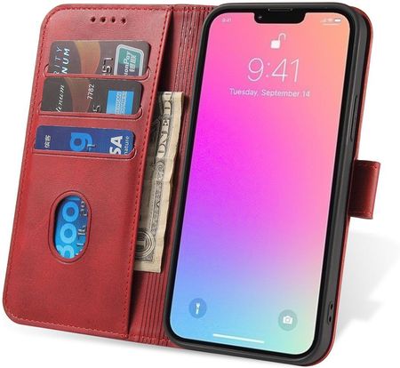 Hurtel Etui Portfel Z Klapką Podstawką Do Iphone 15 Plus Magnet Case Czerwone - zdjęcie 5