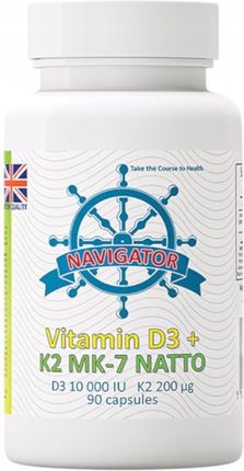 Navigator Supplements Witamina D3 10000 Iu K2 Mk7 200 Mcg 90Kaps