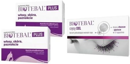 2x Biotebal Plus włosy, skóra, paznokcie 30 tabletek + Biotebal Rzęsy XXL Serum pobudzające wzrost rzęs 3ml
