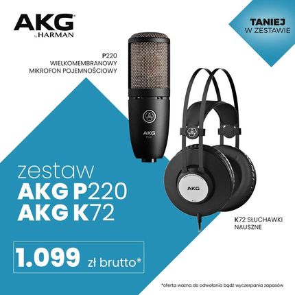 ‌AKG P220 + K72 - mikrofon pojemnościowy + słuchawki nauszne