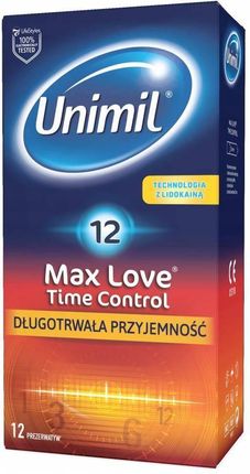Unimil Max Love Time Control Nawilżane Lateksowe 12szt.