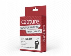 Capture 9Mm X 8M White On Black Tape