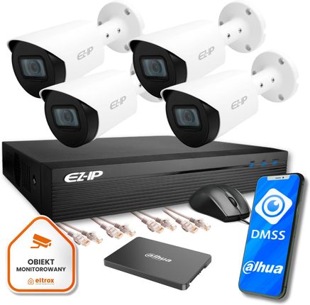 Zestaw monitoringu IP Ultra 4B EZ-IP by Dahua 4 kamer FullHD SSD1TB EZI-B120-F2 EZN-104E1-P4