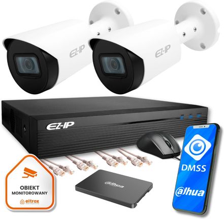 Zestaw monitoringu IP Ultra 2B EZ-IP by Dahua 2 kamer FullHD SSD1TB EZI-B120-F2 EZN-104E1-P4